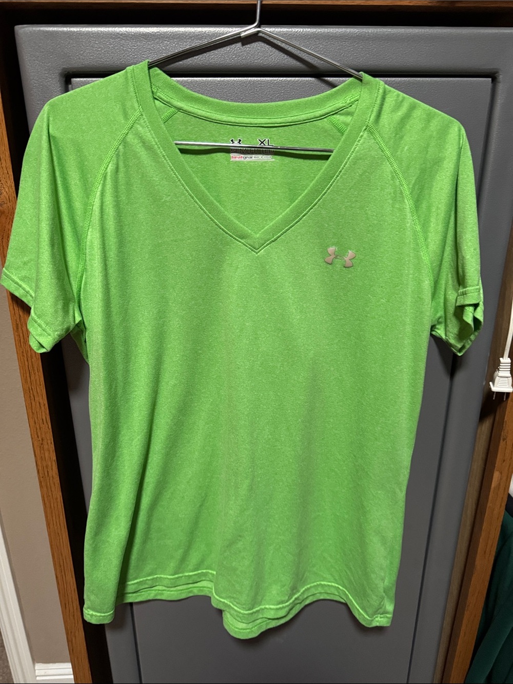 Under Armour Neon Green V-Neck Short Sleeve Tee